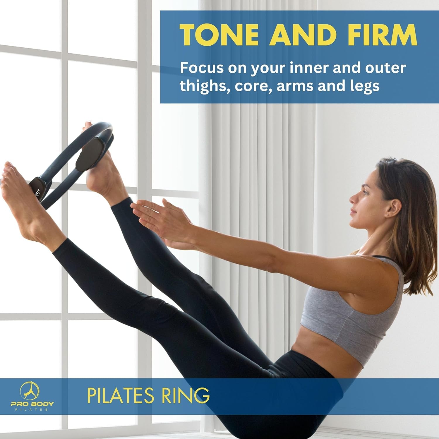 Fitness Circle – 14 Inch Pilates Ring for Focusing on Toning Inner Thighs, Arms, and Core