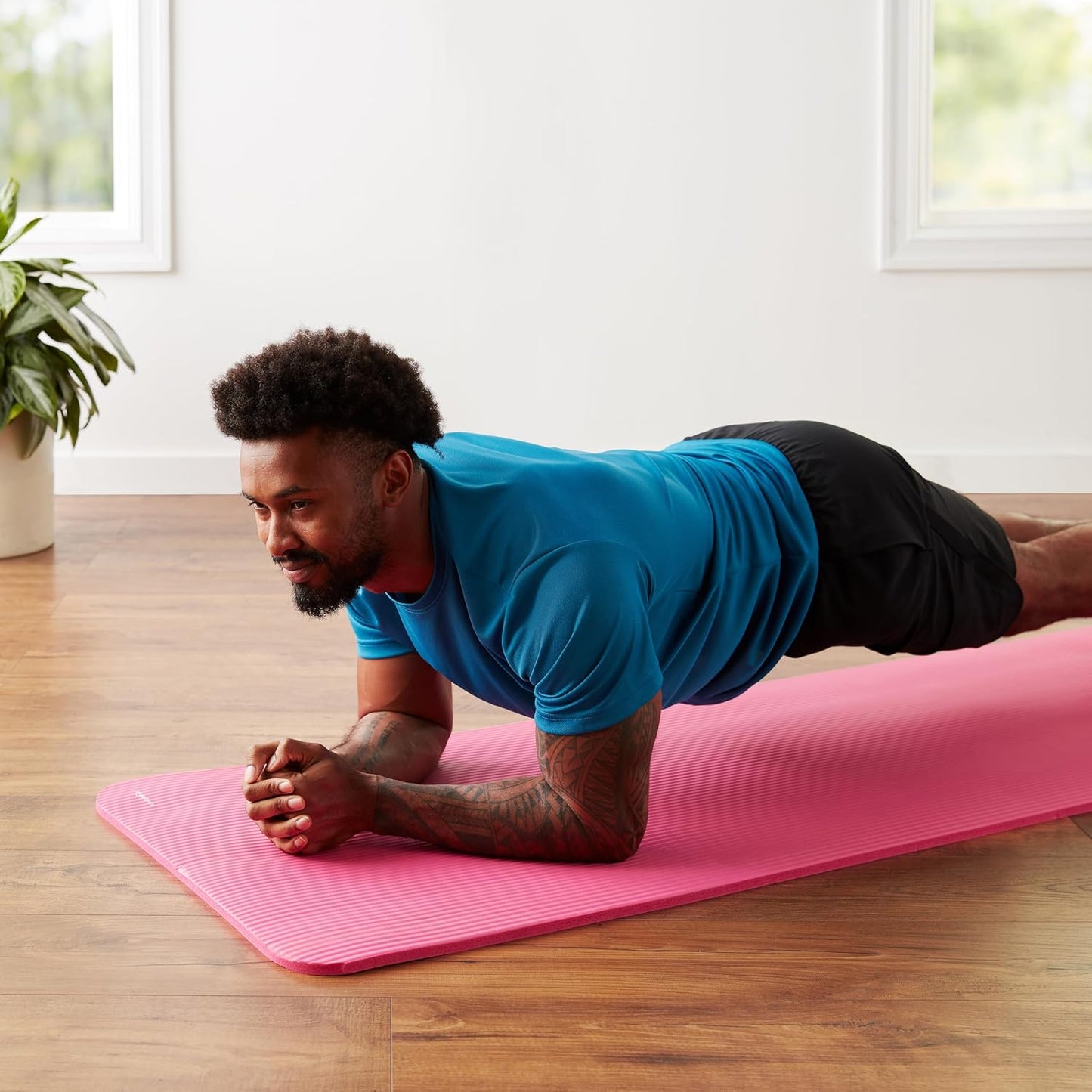 1/2 Inch Extra Thick Exercise Yoga Mat with Carrying Strap, Cushioned Support, for Fitness and Gym Workouts