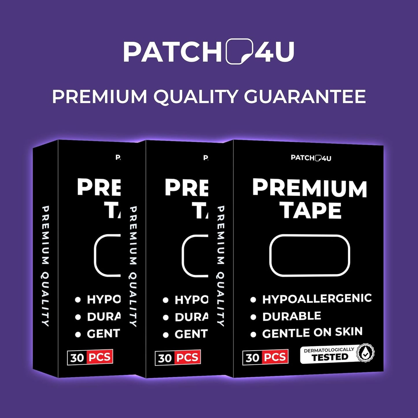 Premium Tape (30 Pack) - Pain Free Removal, Hypoallergenic, Latex Free & Gentle on Skin - Skin Friendly Adhesive Cotton Tape