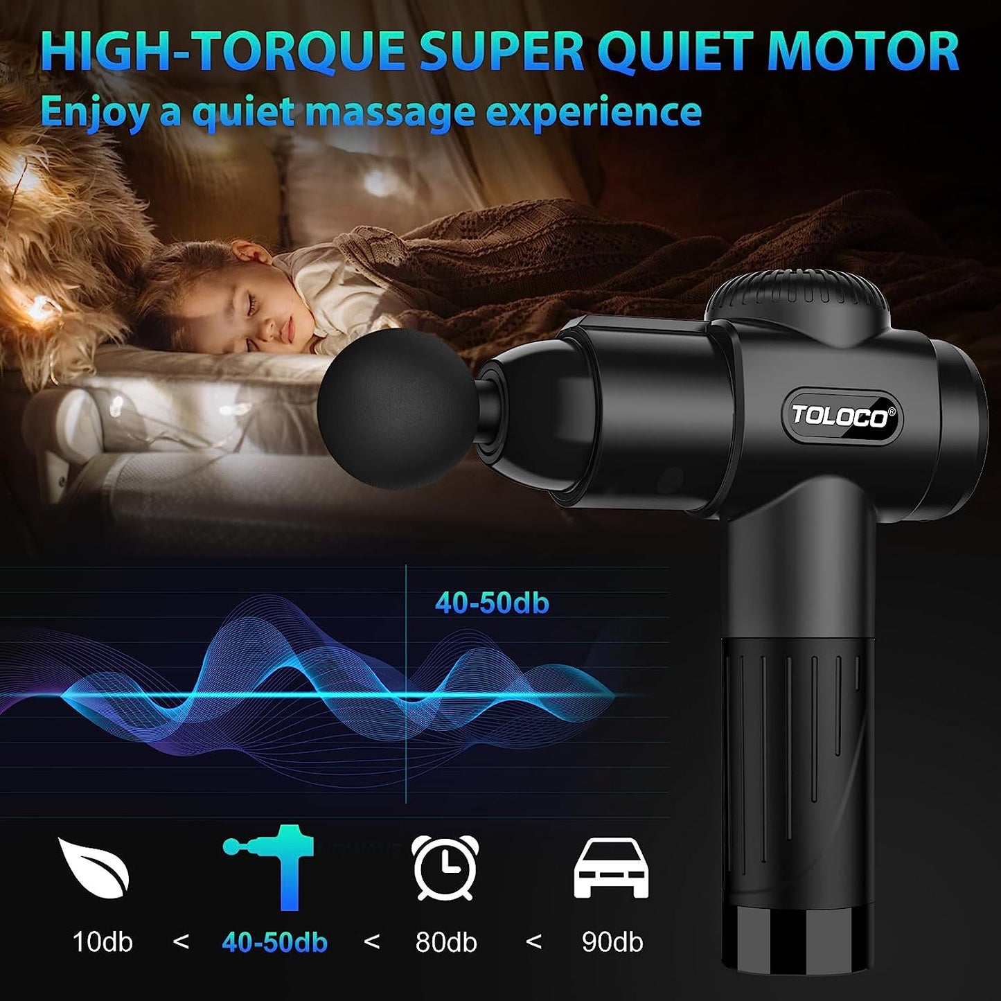 Massage Gun, Deep Tissue Back Massage for Athletes for Pain Relief, Percussion Massager with 10 Massages Heads & Silent Brushless Motor, Gifts for Fathers Day, Black