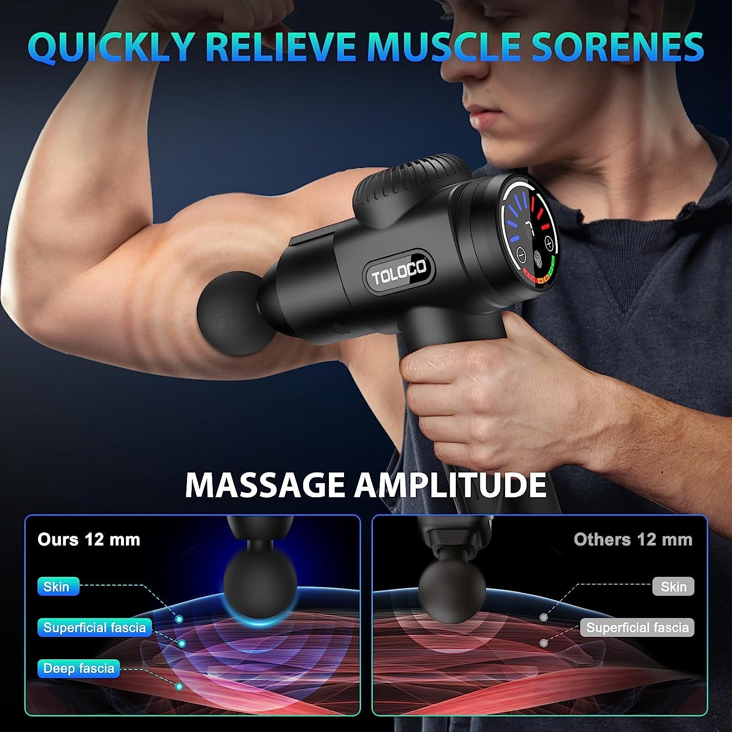 Massage Gun, Deep Tissue Back Massage for Athletes for Pain Relief, Percussion Massager with 10 Massages Heads & Silent Brushless Motor, Gifts for Fathers Day, Black